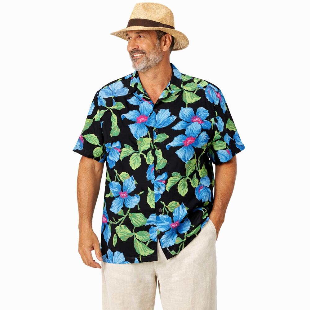 Vtg 90s Polo Sport Ralph Lauren Rayon Hawaiian Floral Shirt Loop Collar Mens XL